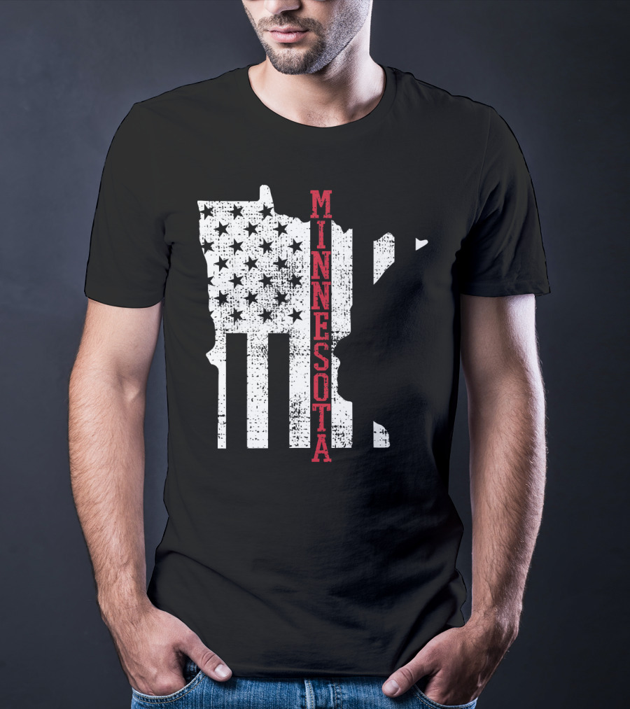 Minnesota USA Flag Vintage Retro America State Map T-Shirt