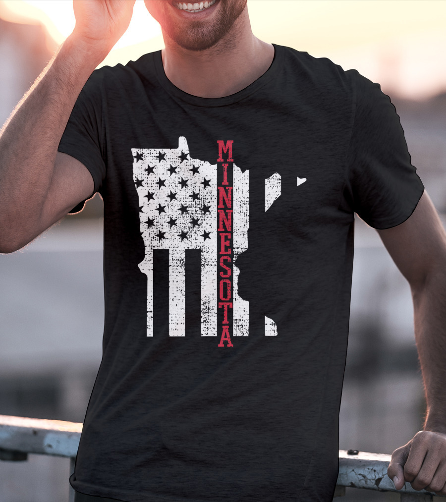 Minnesota USA Flag Vintage Retro America State Map T-Shirt