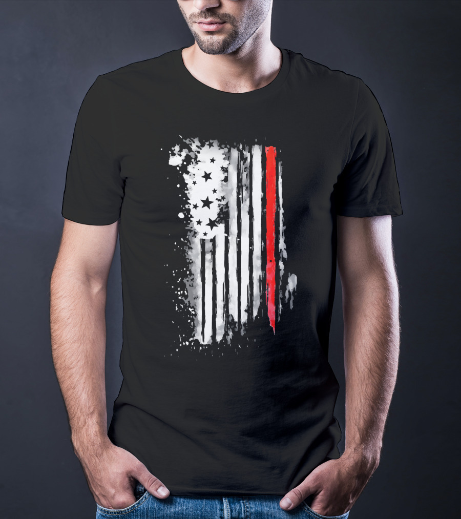 Thin Red Line American Flag Firefighter Fir USA T-Shirt