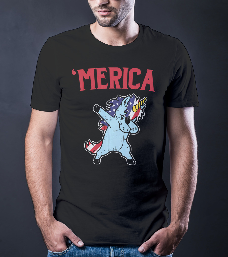 'Merica Unicorn Dabbing Americorn U T-Shirt