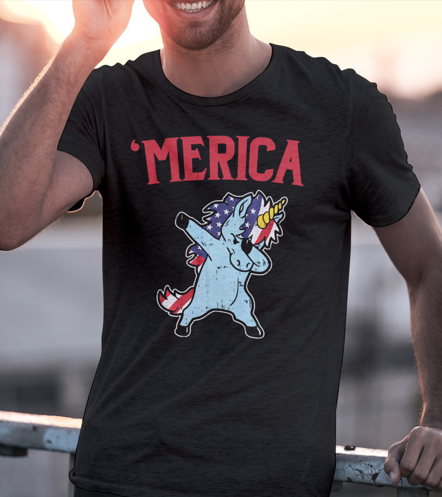 'Merica Unicorn Dabbing Americorn U T-Shirt