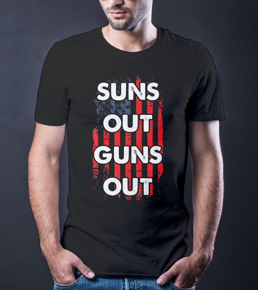 Suns Out Guns Out USA Flag Suns T-Shirt