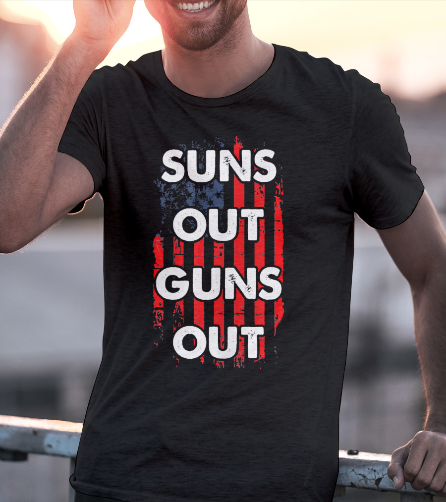 Suns Out Guns Out USA Flag Suns T-Shirt