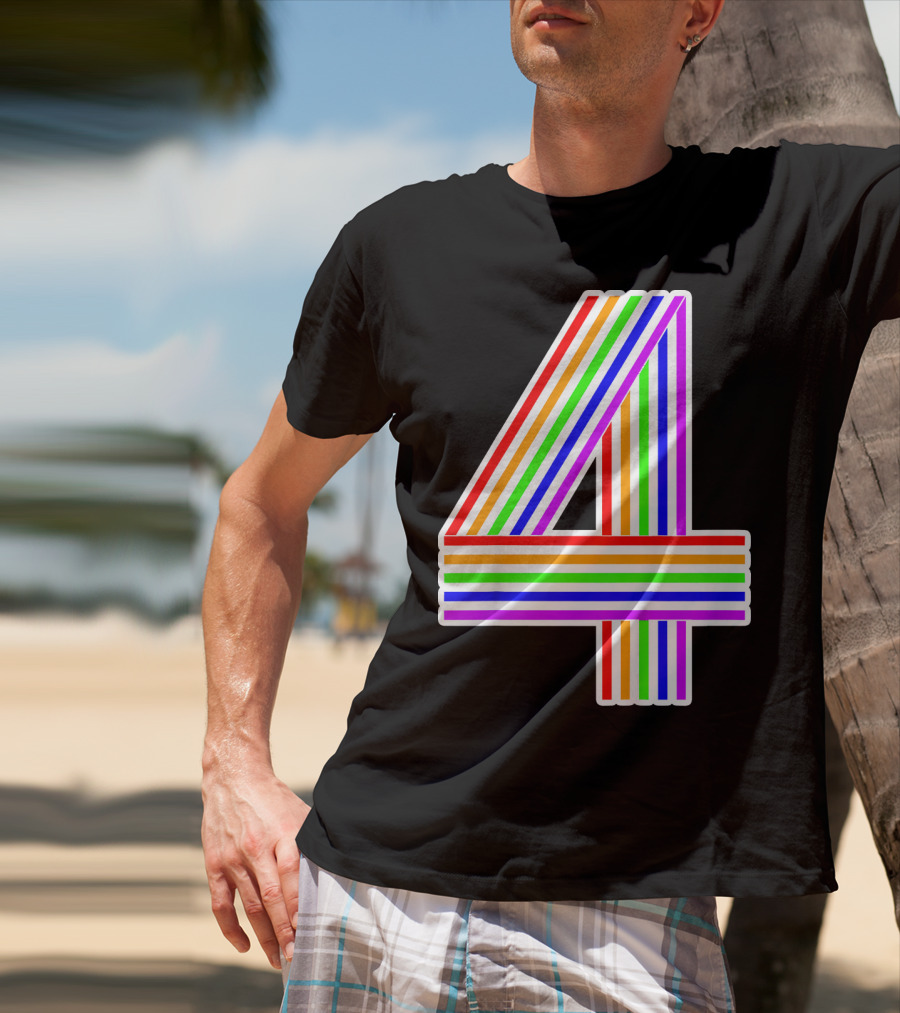 Kids Happy Family Clothing Rainbow Number 4 T-Shirt