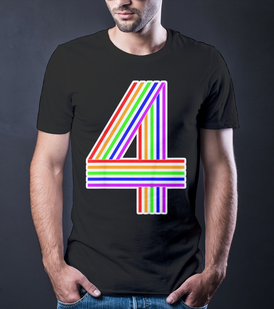 Kids Happy Family Clothing Rainbow Number 4 T-Shirt