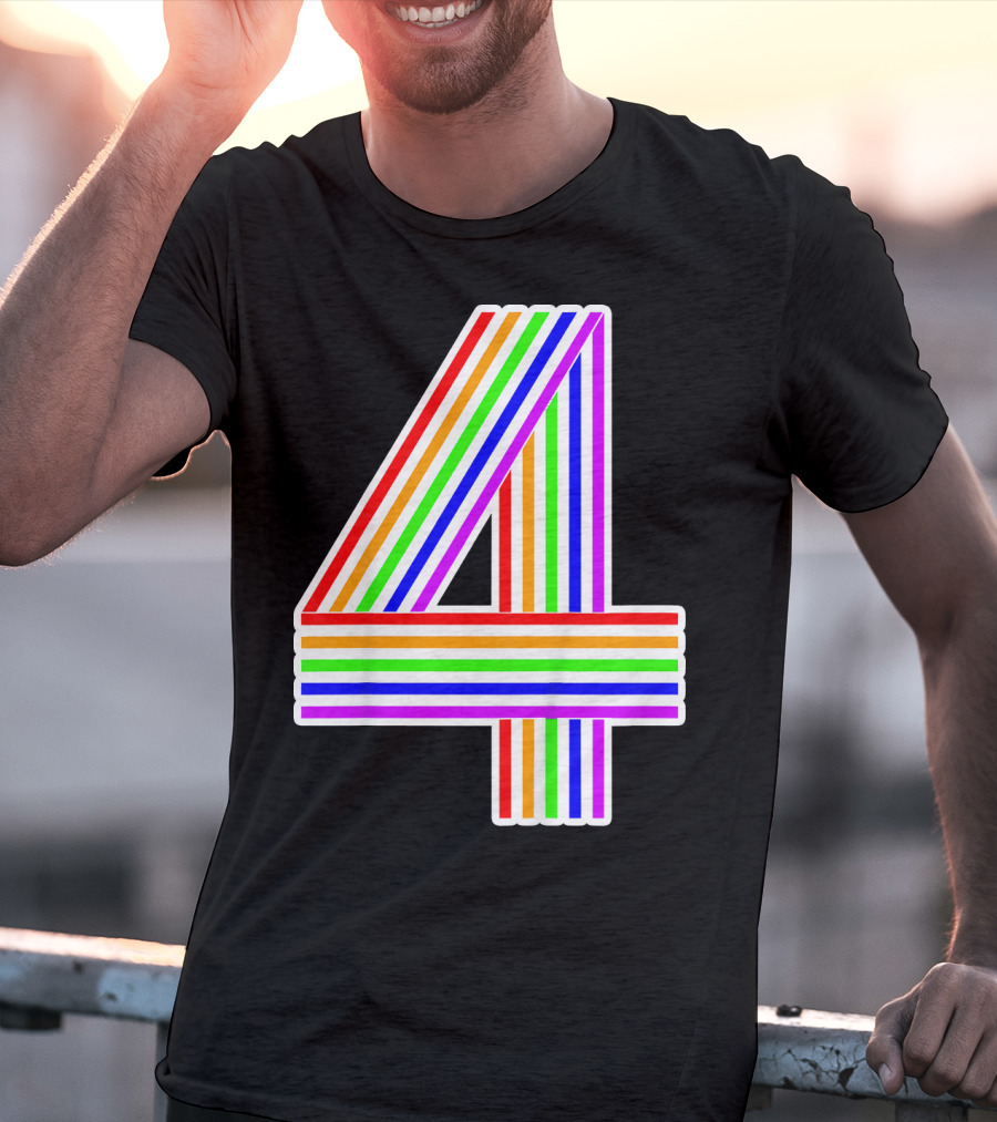 Kids Happy Family Clothing Rainbow Number 4 T-Shirt