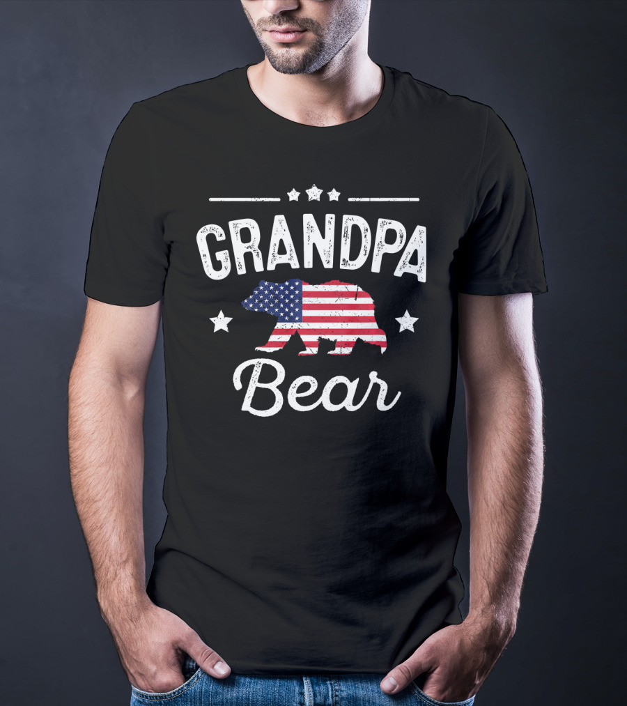 Grandpa Bear American Flag T-Shirt