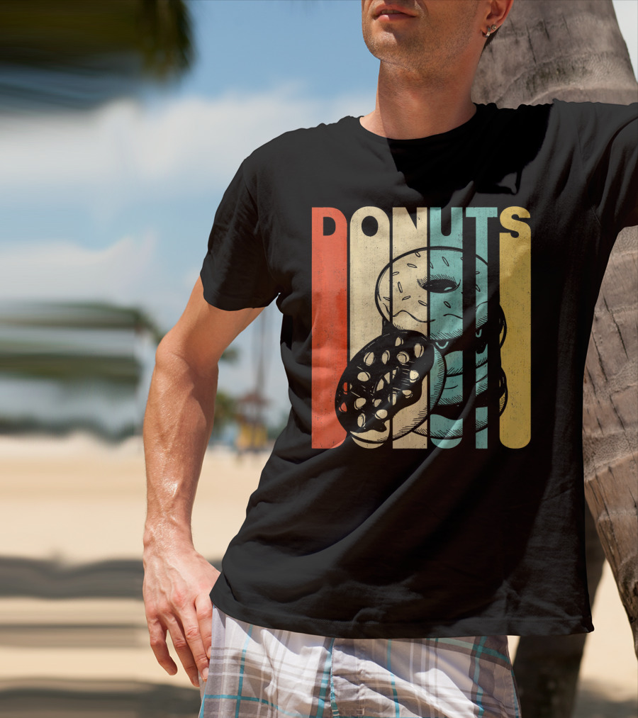 Vintage Retro Donuts Striped T-Shirt