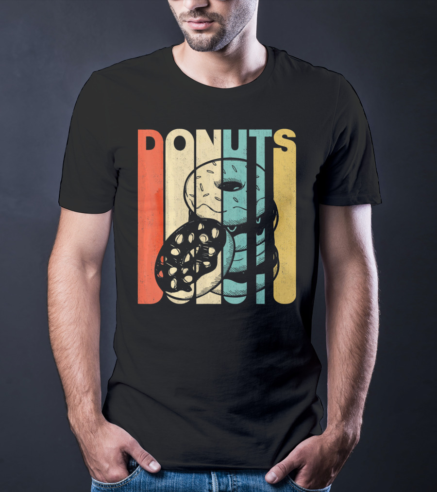 Vintage Retro Donuts Striped T-Shirt