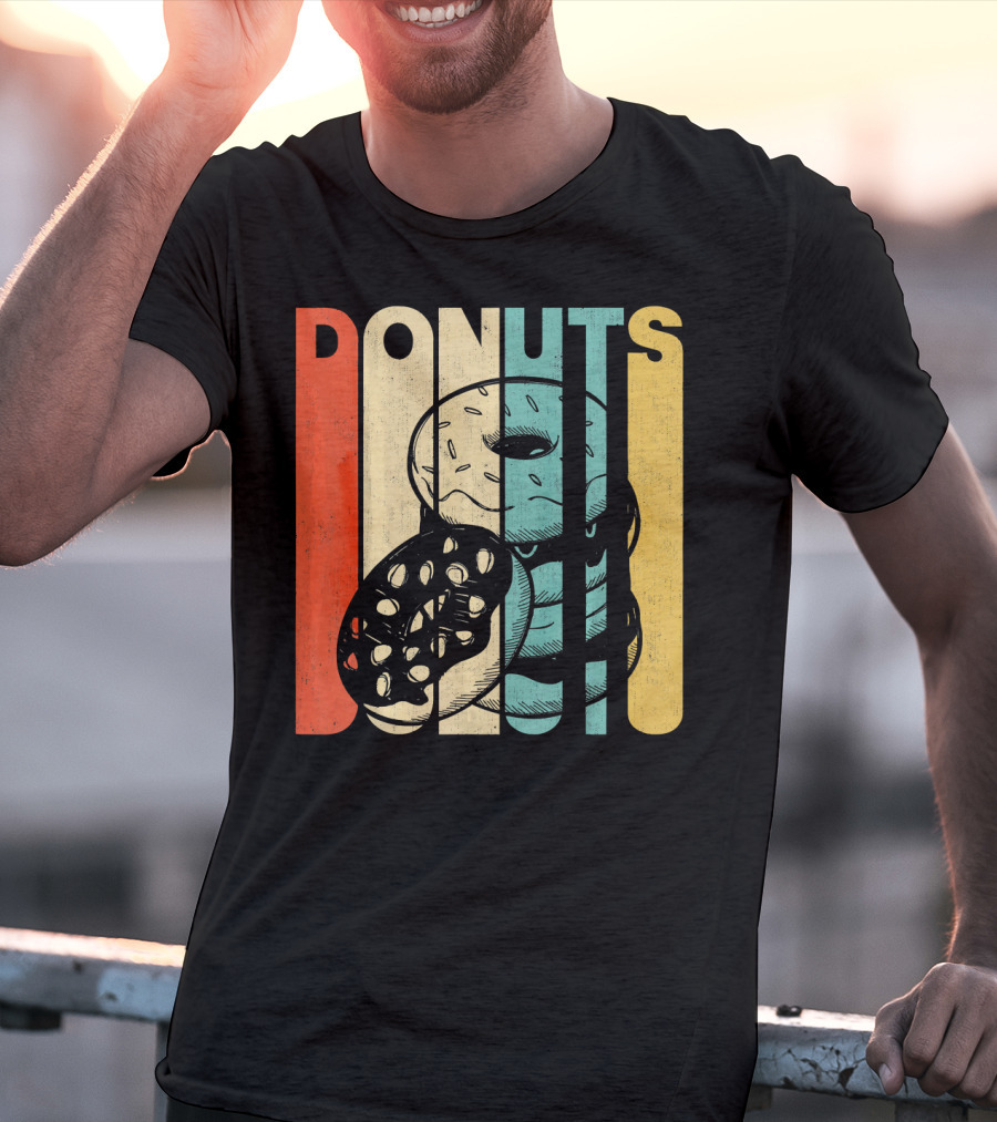 Vintage Retro Donuts Striped T-Shirt