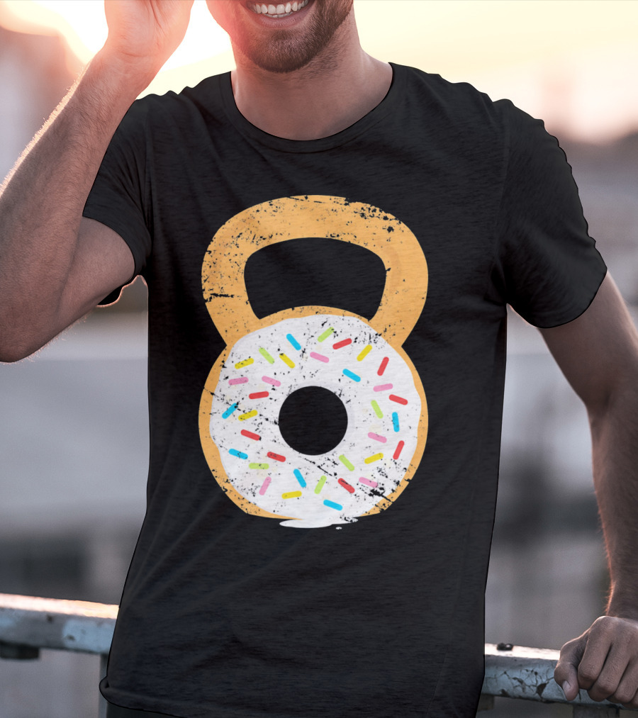 Kettlebell Doughnut With Sprinkles Fitness Humor T-Shirt