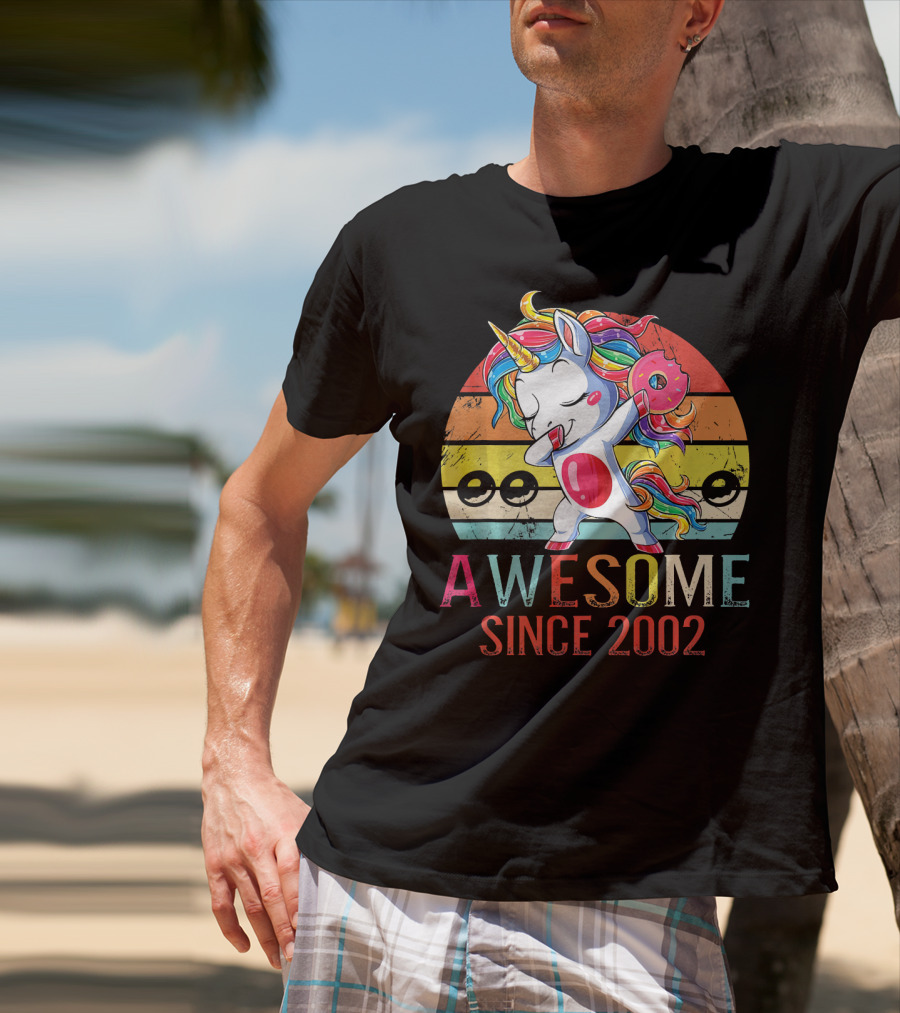 Awesome Unicorn Dabbing Donut Since 2002 T-Shirt