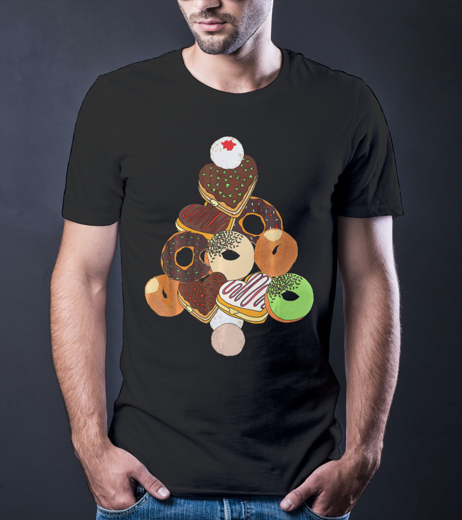 Christmas Tree Made Of Festive Holiday Donuts T-Shirt