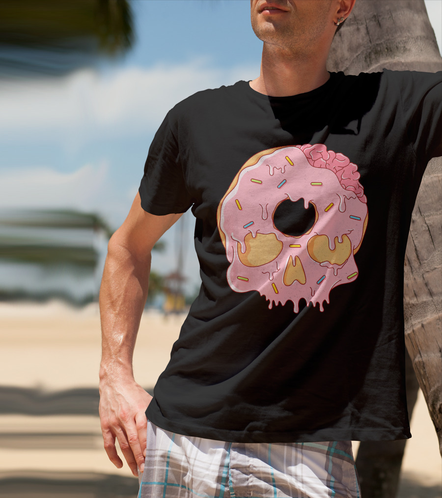 Donut Skull With Sprinkles And Brain Drip T-Shirt