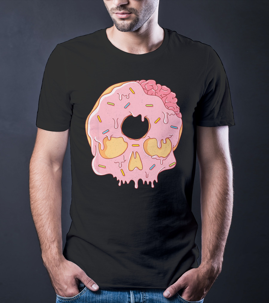 Donut Skull With Sprinkles And Brain Drip T-Shirt