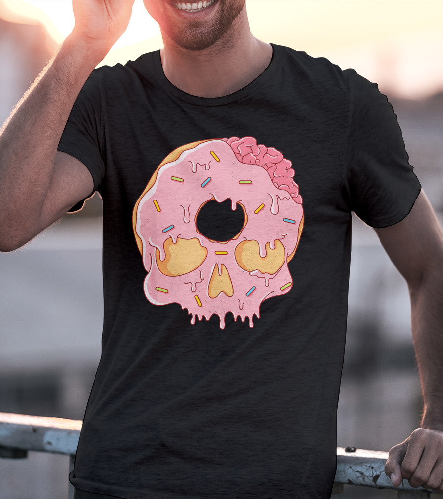 Donut Skull With Sprinkles And Brain Drip T-Shirt
