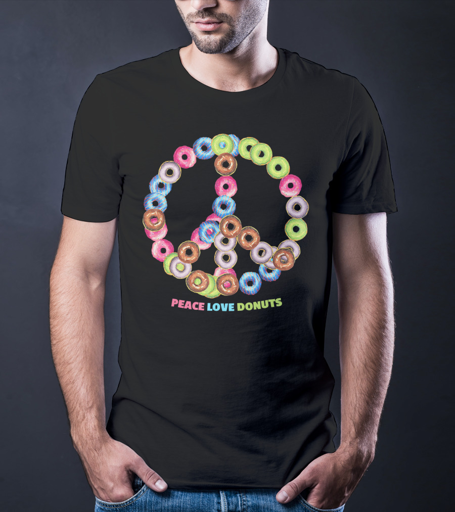 Peace Love Donuts For Bakers Pastry Doughnut Peace Sign T-Shirt
