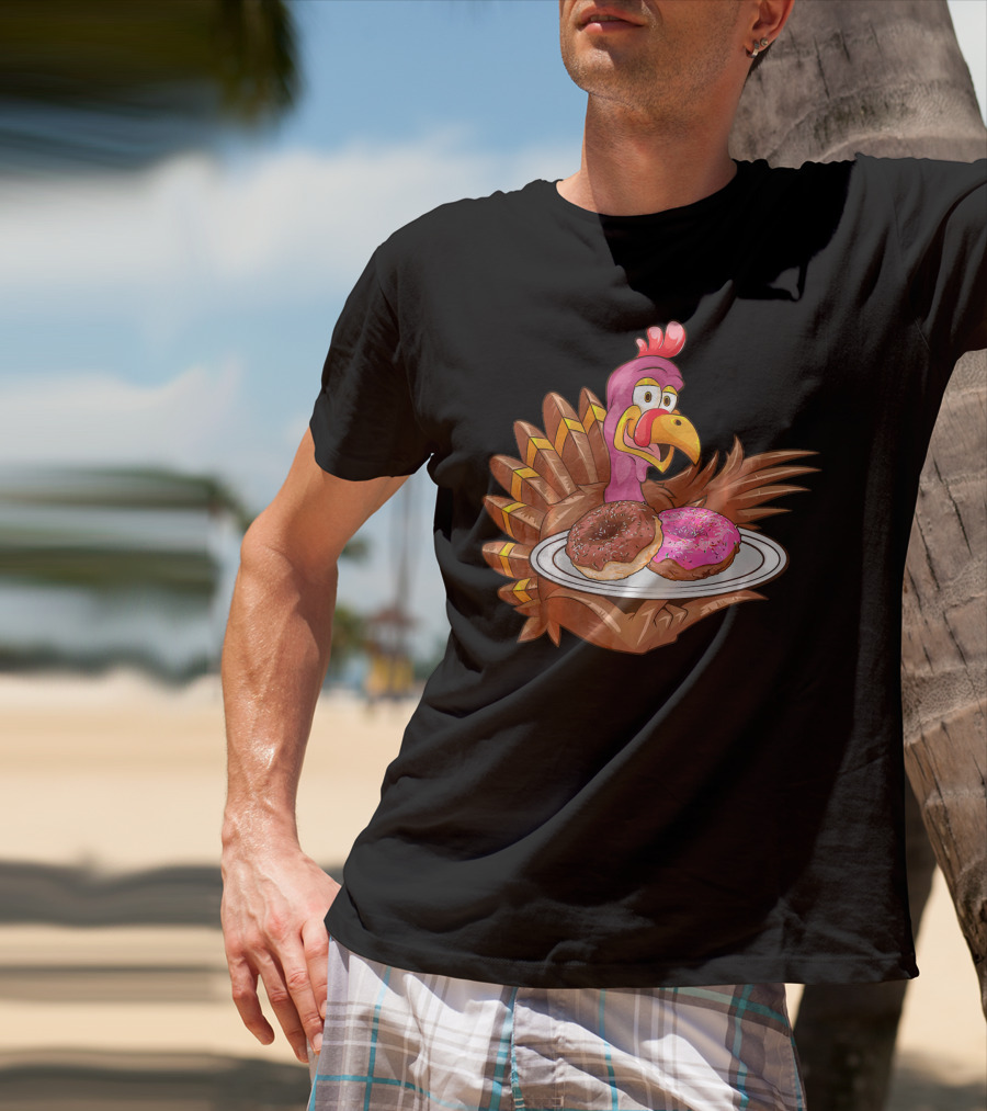 Cute Turkey Serving Donuts T-Shirt