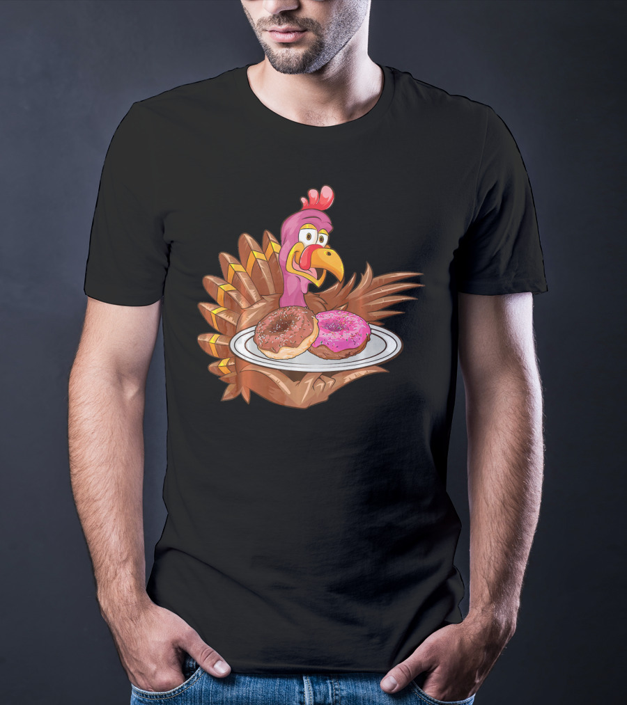 Cute Turkey Serving Donuts T-Shirt