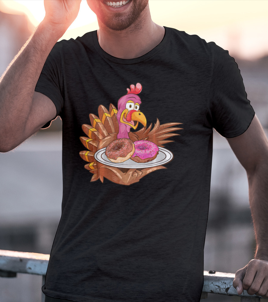 Cute Turkey Serving Donuts T-Shirt