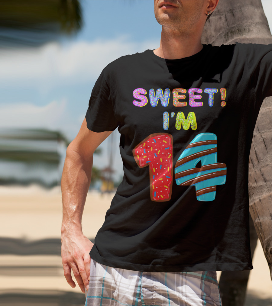 Sweet I'm 14 Birthday Donut Sprinkles Fun T-Shirt