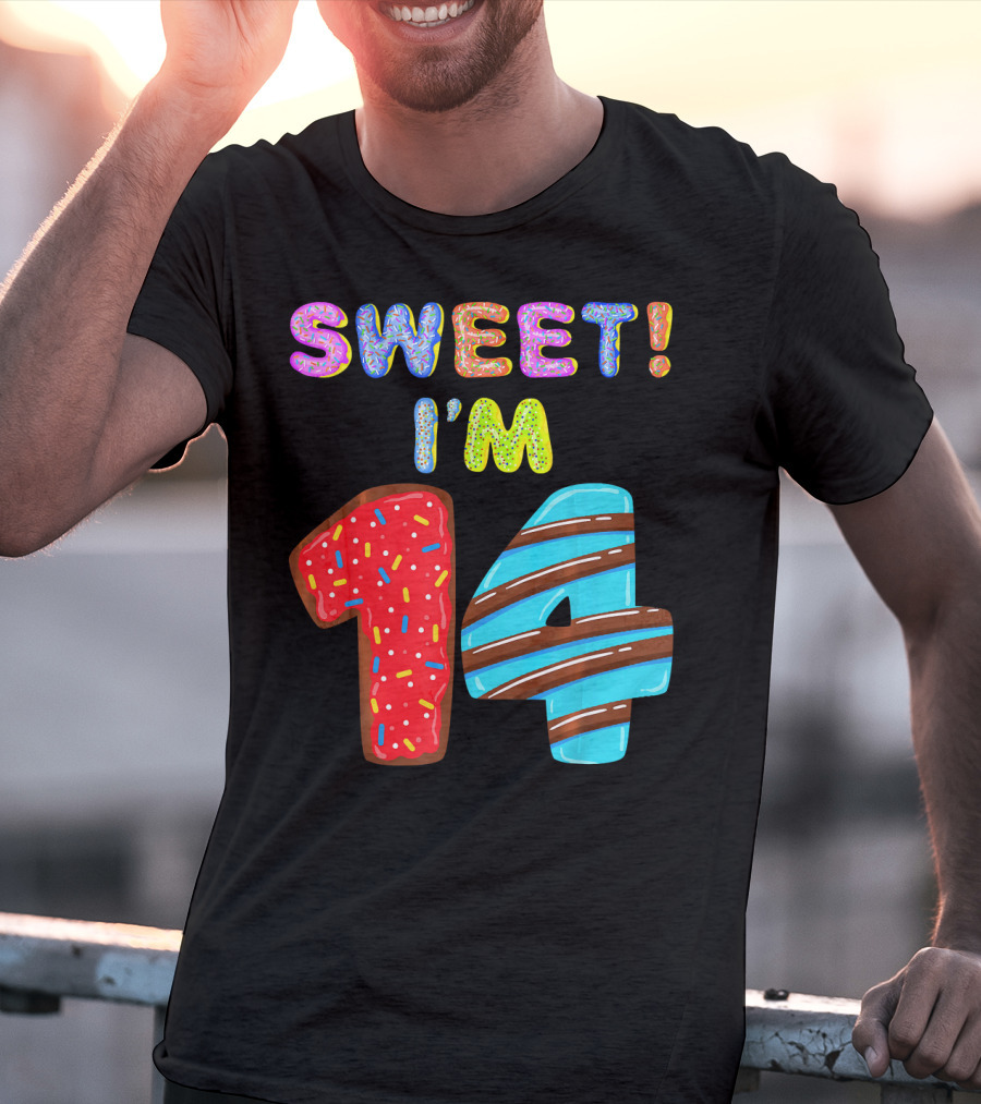 Sweet I'm 14 Birthday Donut Sprinkles Fun T-Shirt