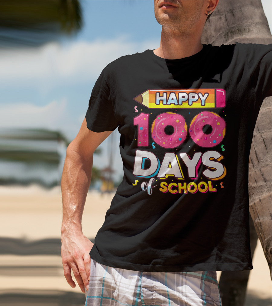 Happy 100 Days Of School Funny Donut T-Shirt