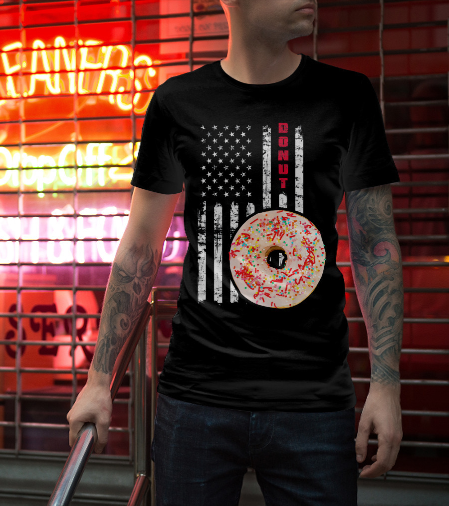 American Flag Donut USA Bakery Goods Donut T-Shirt