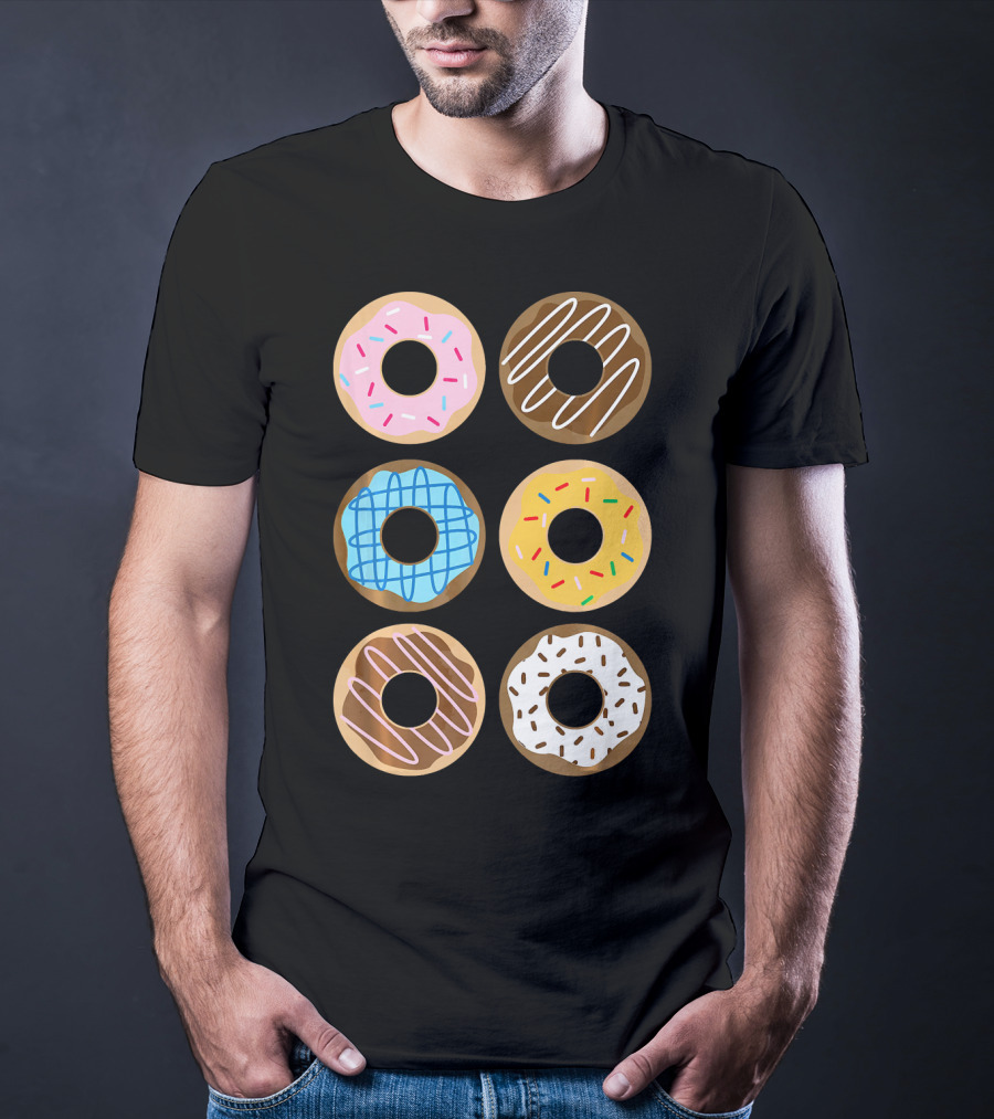Cute Donut 6 Fun Sprinkled Doughnuts Delight T-Shirt