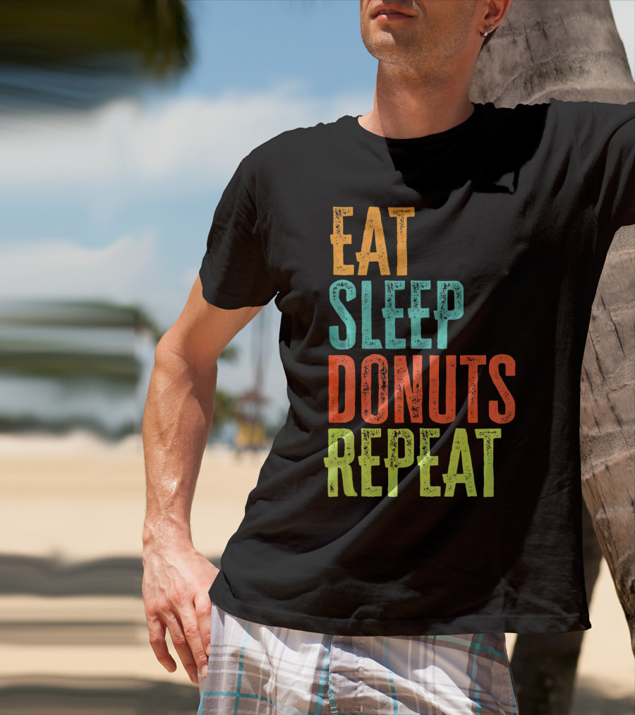 Eat Sleep Donuts Repeat Retro Coffee Dou T-Shirt