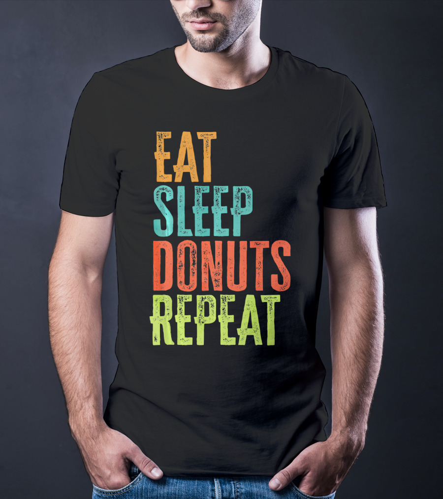 Eat Sleep Donuts Repeat Retro Coffee Dou T-Shirt