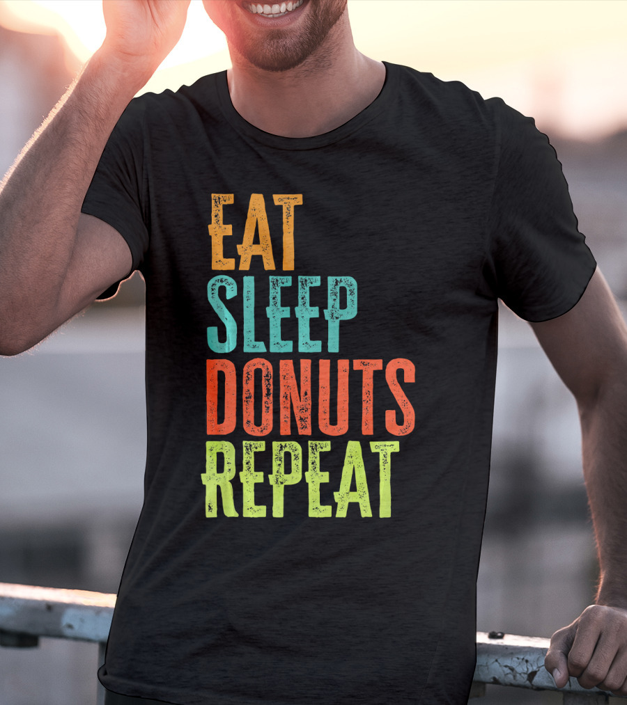 Eat Sleep Donuts Repeat Retro Coffee Dou T-Shirt