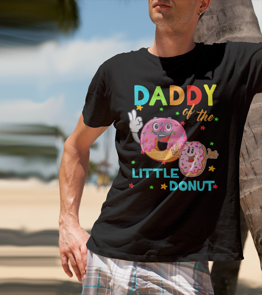 Daddy Of The Little Donut Birthday Celebration With Colorful Cartoon Donuts T-Shirt