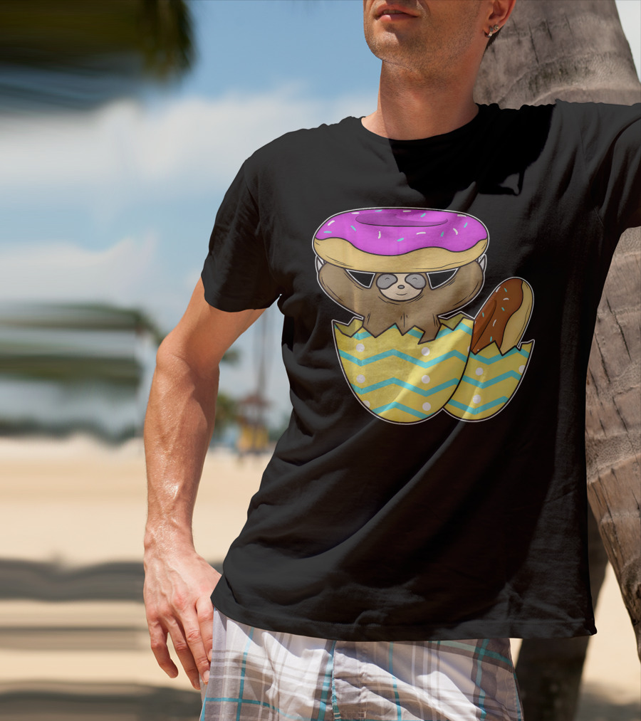 Sloth Easter Egg With Donut Hat T-Shirt