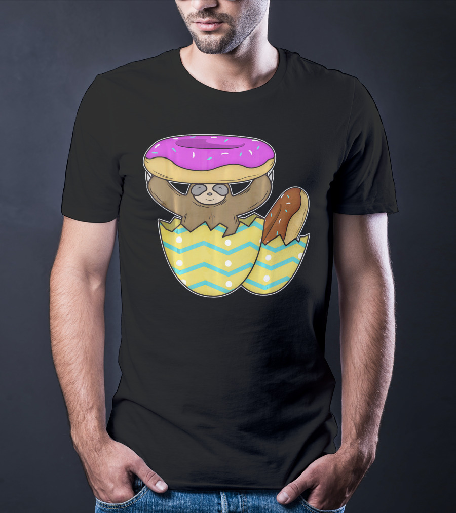 Sloth Easter Egg With Donut Hat T-Shirt