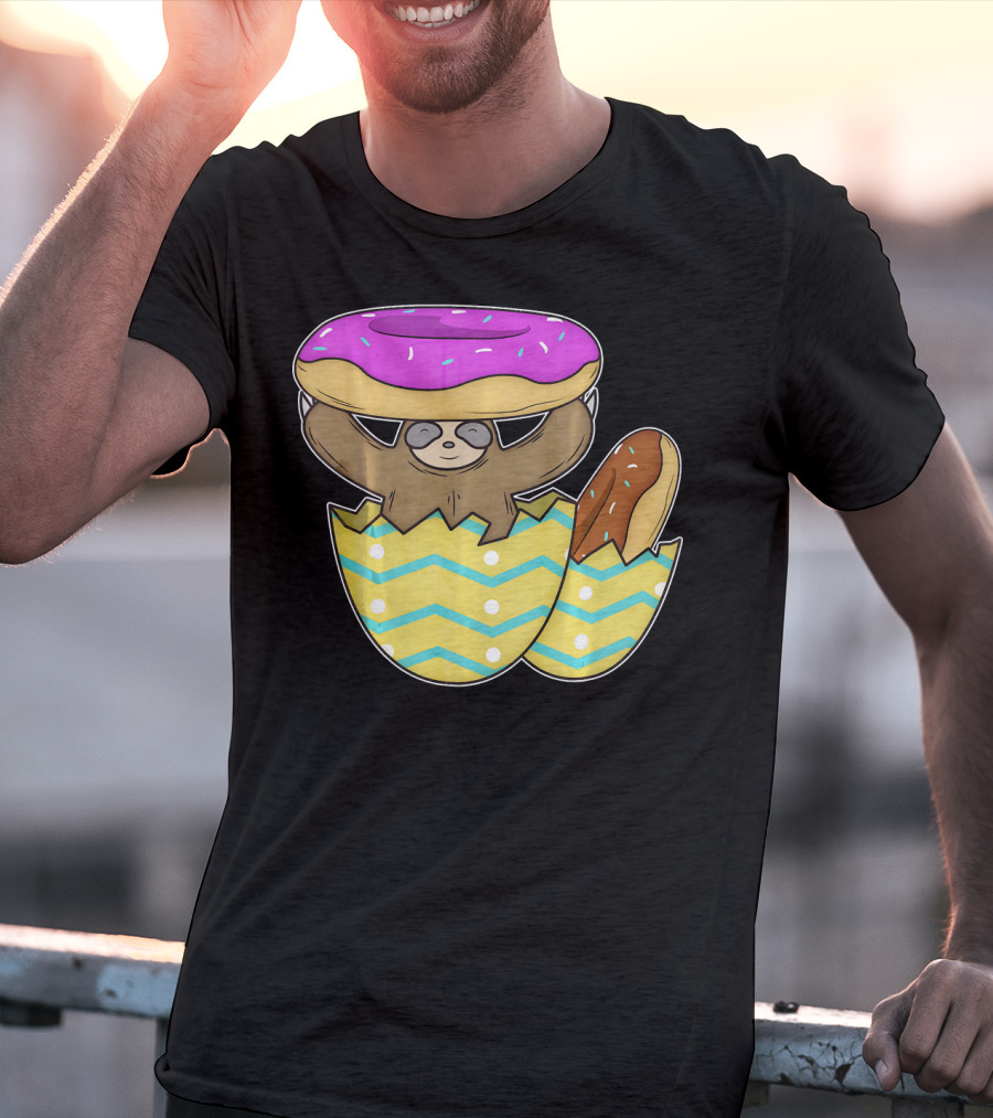 Sloth Easter Egg With Donut Hat T-Shirt