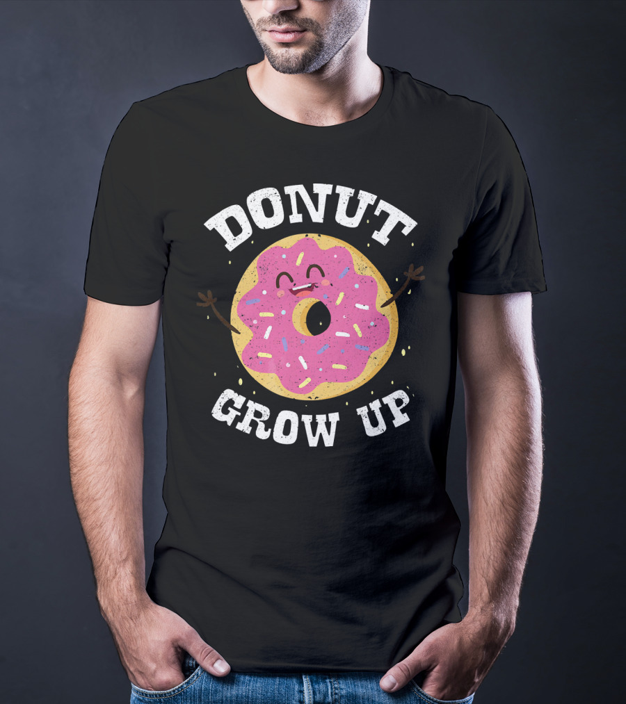 Donut Grow Up Cute Pink Frosted Dessert Foodie T-Shirt