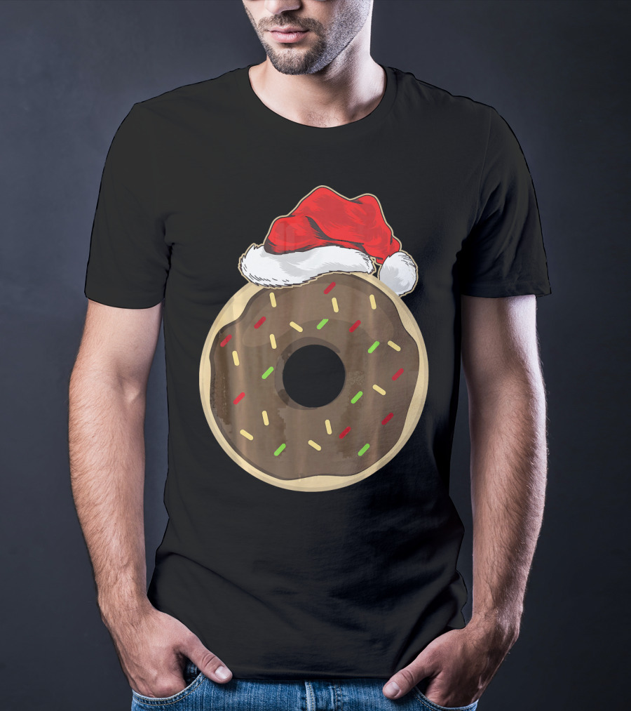 Santa Hat Donut Lover Christmas Treat T-Shirt