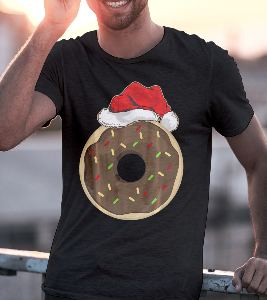 Santa Hat Donut Lover Christmas Treat T-Shirt