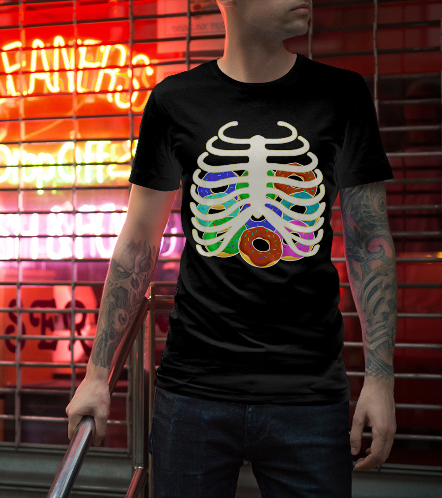 Halloween Food Costume Rib Cage Skeleton Donuts T-Shirt