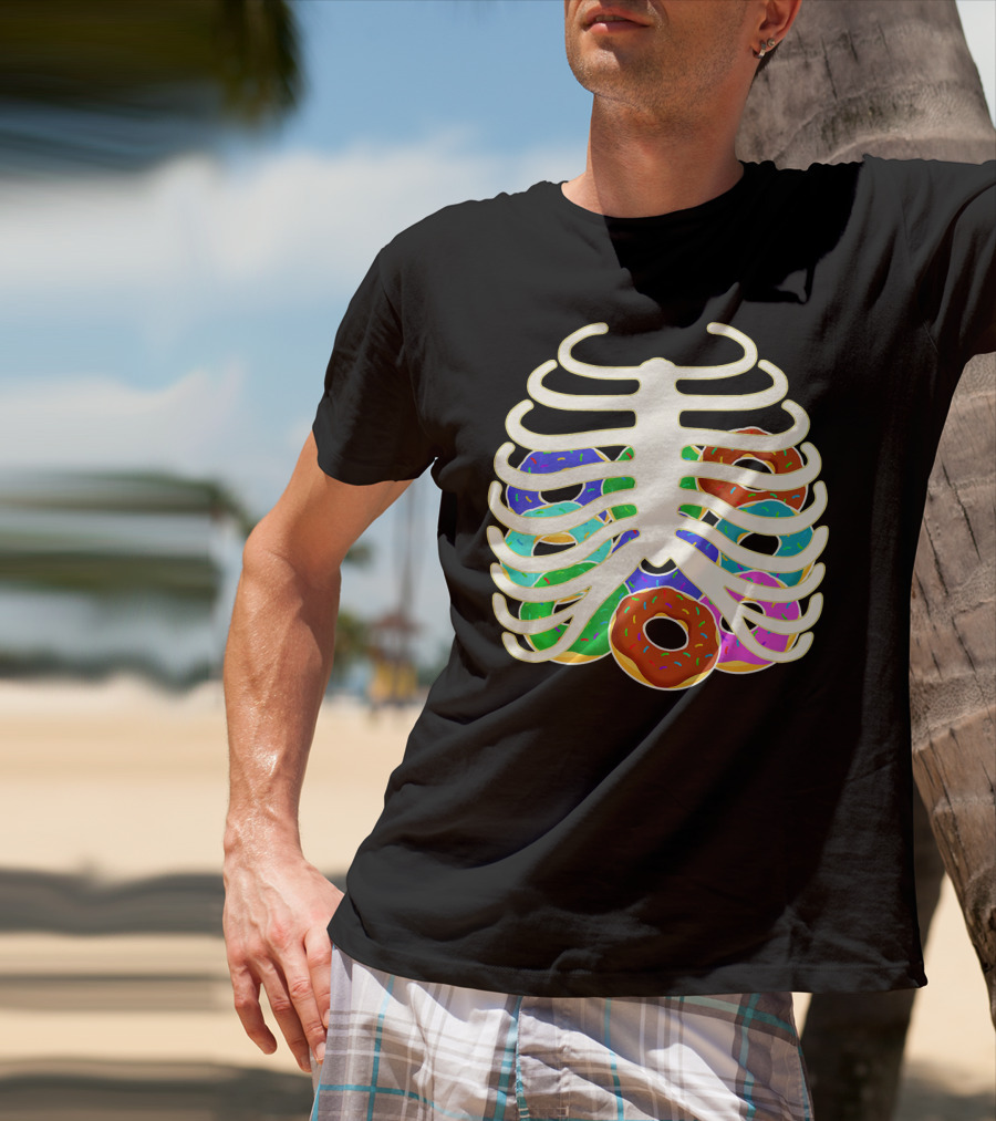 Halloween Food Costume Rib Cage Skeleton Donuts T-Shirt