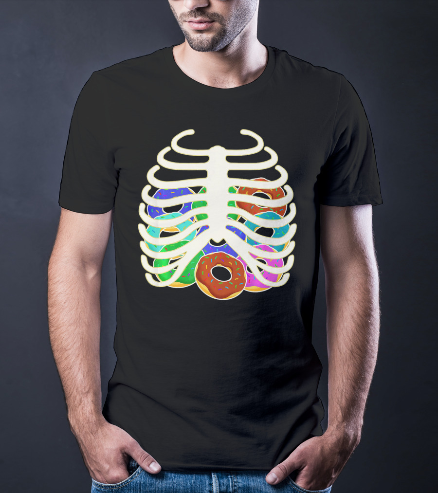 Halloween Food Costume Rib Cage Skeleton Donuts T-Shirt