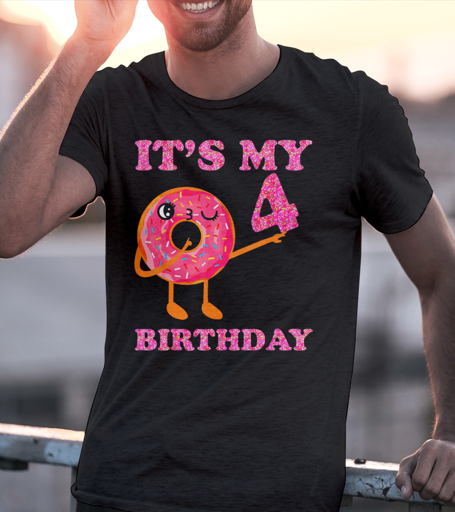 It's My 4 Birthday Fun Kids Sweet Donut T-Shirt