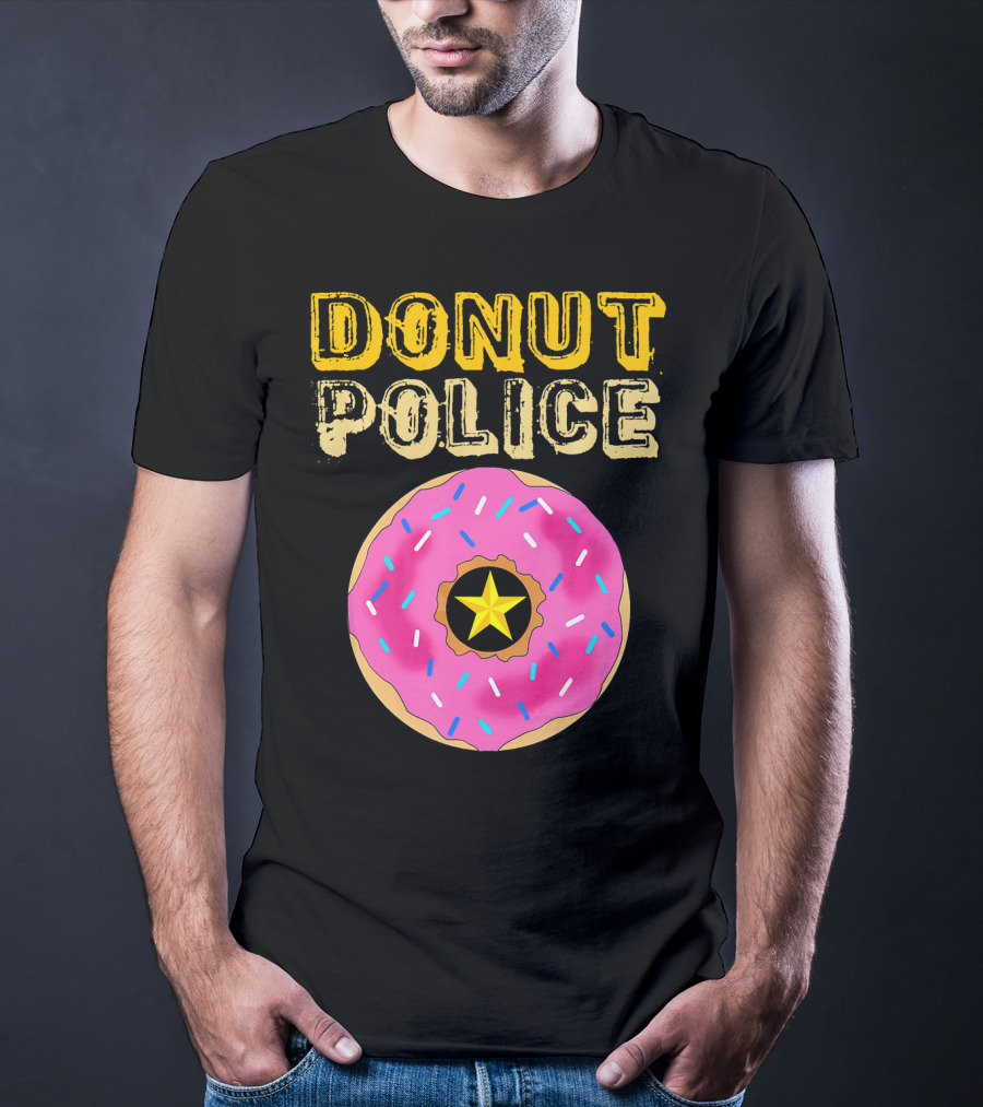 Donut Police Funny Doughnut Lovers And Pink Sprinkled Star Badge T-Shirt