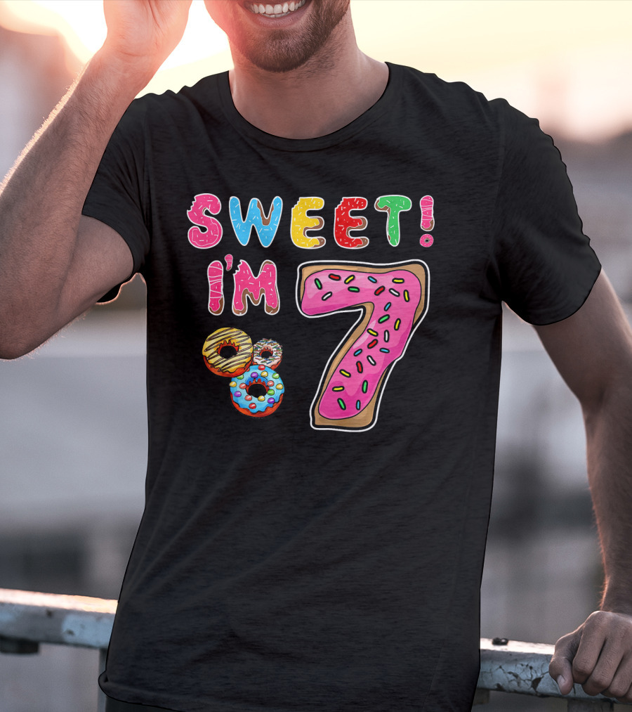 Sweet I'm 7 Donut Birthday T-Shirt