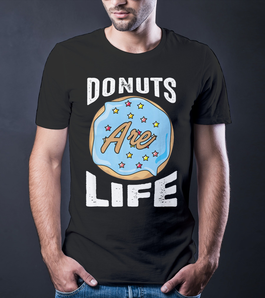 Donuts Are Life Blue Frosted Donut With Stars T-Shirt