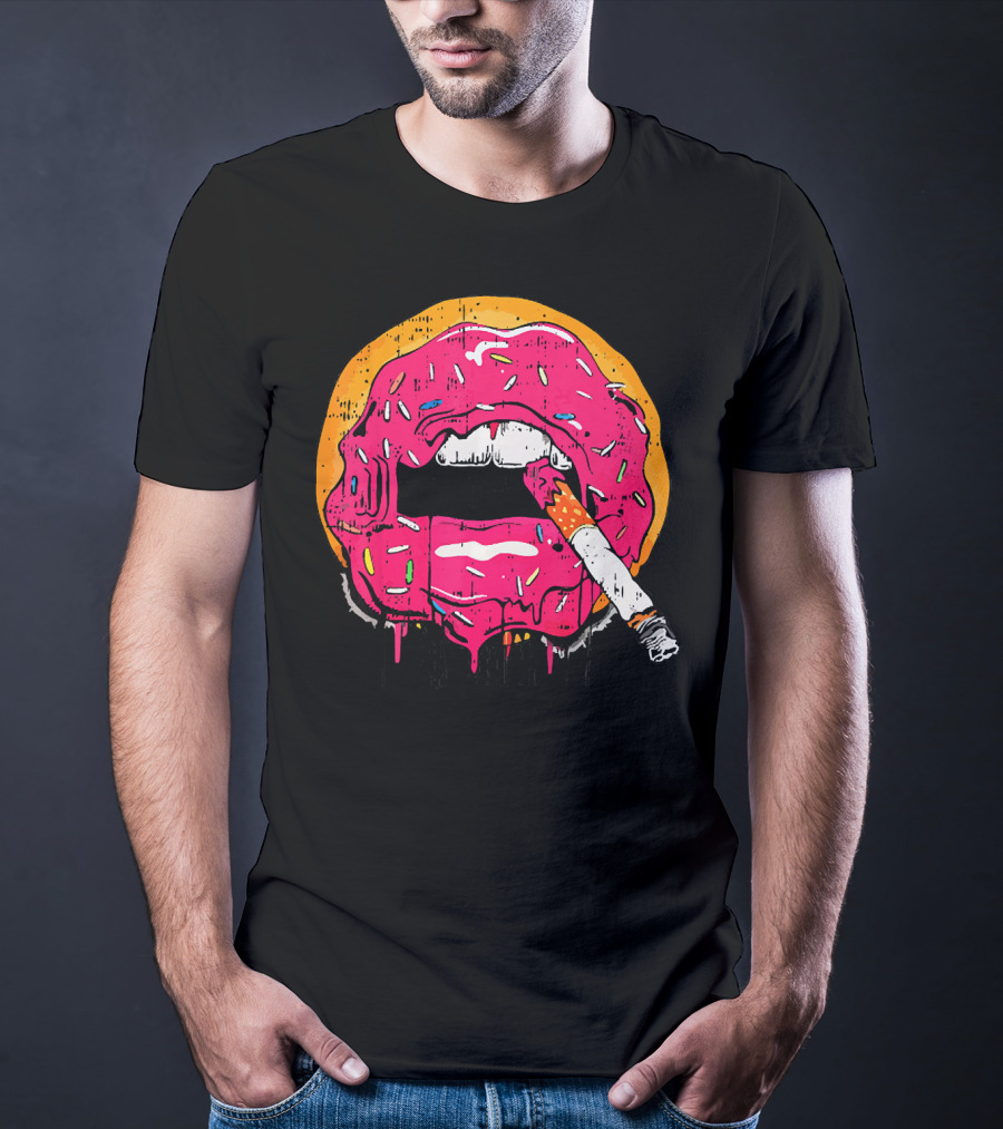 Donut Lips Cigarette Cool Sweet Doughnut T-Shirt