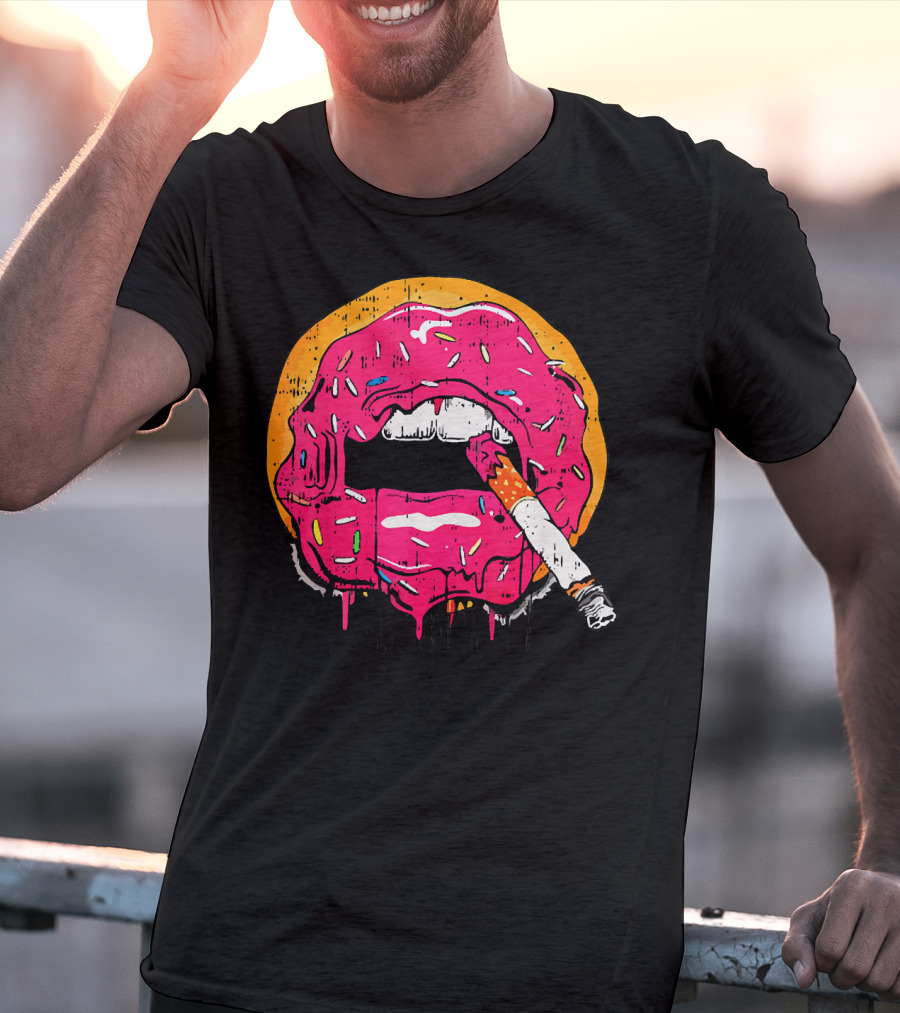 Donut Lips Cigarette Cool Sweet Doughnut T-Shirt