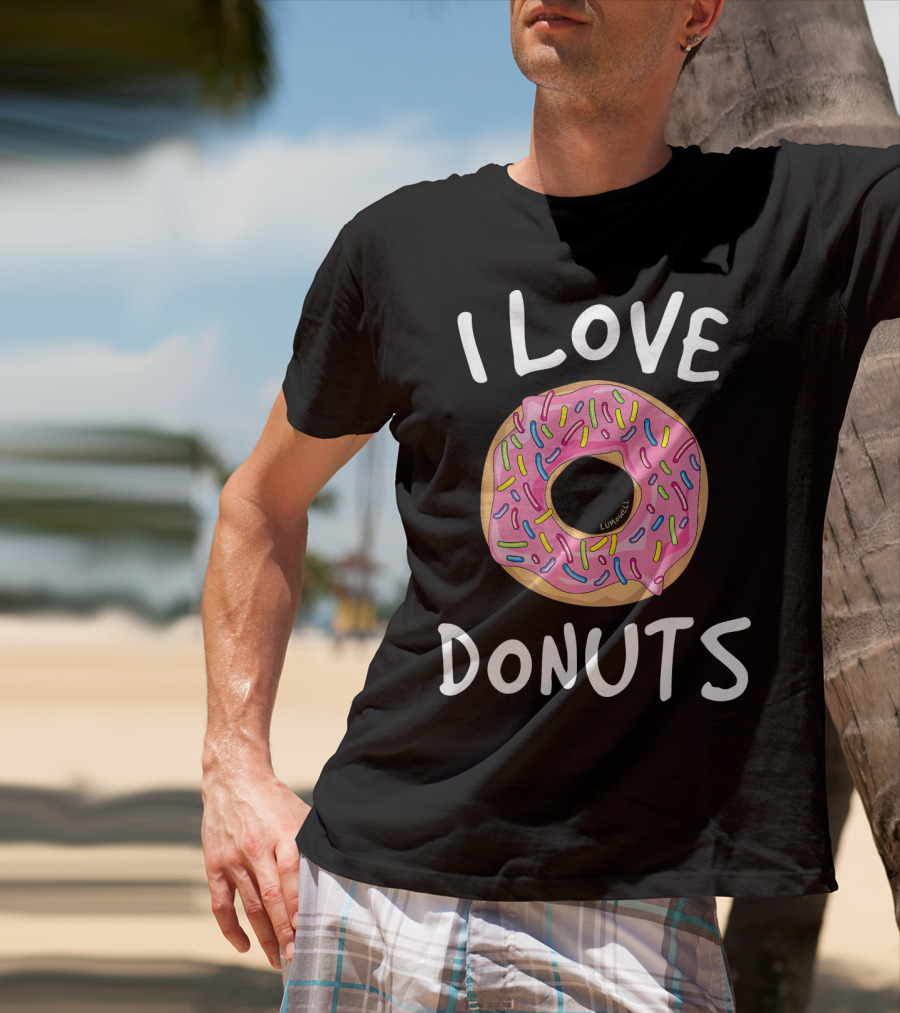 I Love Donuts Pink Sprinkles Funny Donut T-Shirt