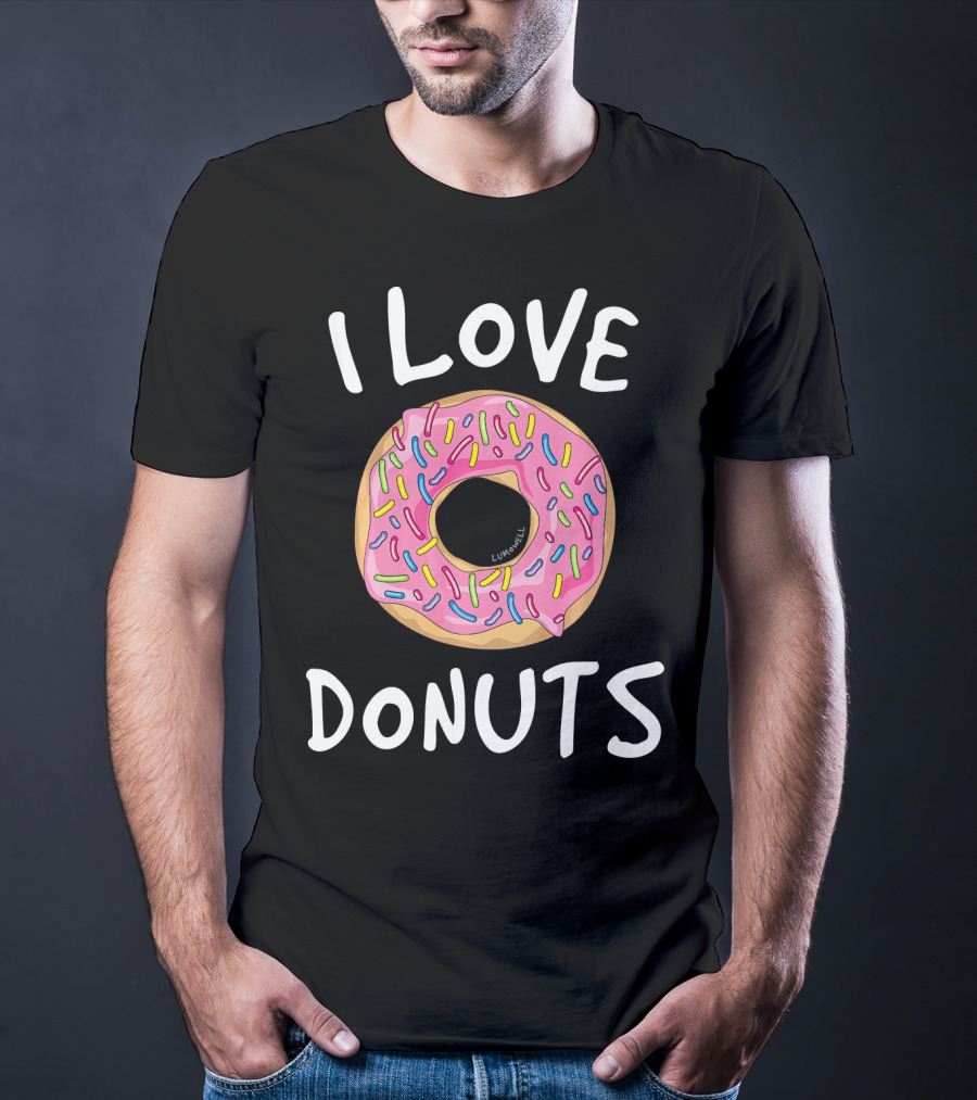 I Love Donuts Pink Sprinkles Funny Donut T-Shirt